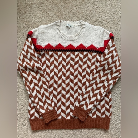 Madewell VAUG Wool Alpaca Chevron Ski Sweater Sz Large - Picture 1 of 6